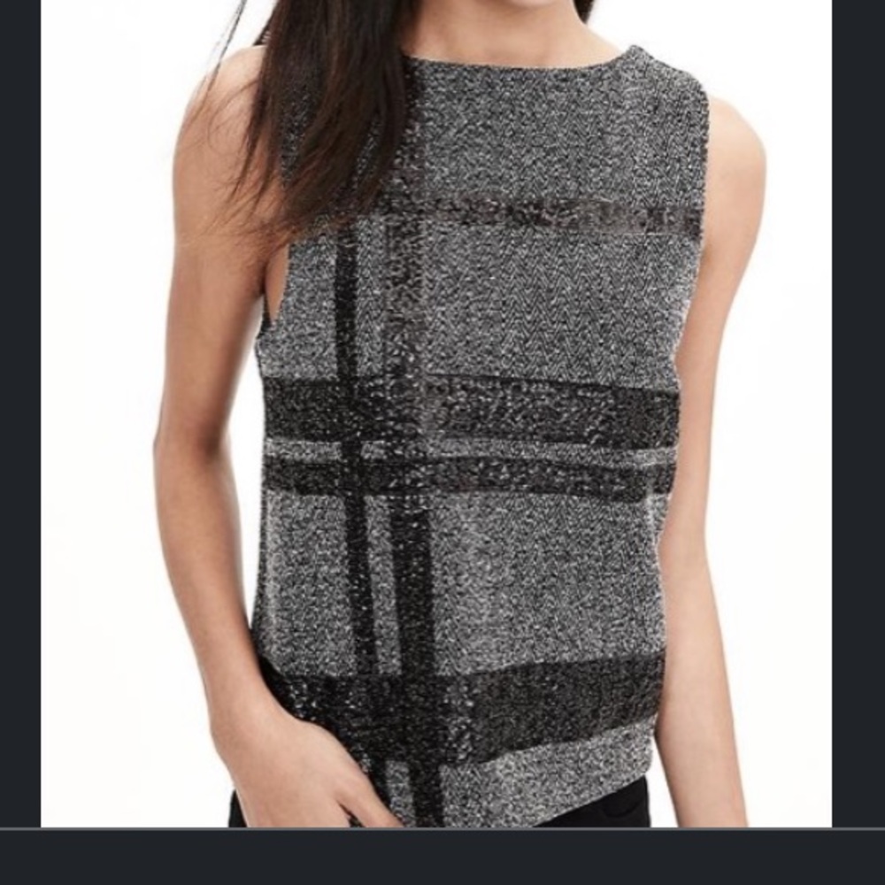 Banana Republic Houndstooth and Sequin Tank Top